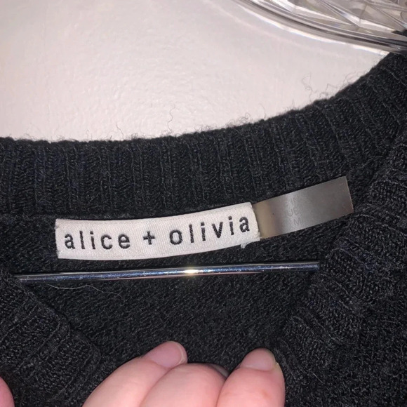 Alice + Olivia Gleeson Polka-dot Boxy Long-sleeve Pullover Sweater Wool Black M - Picture 12 of 16